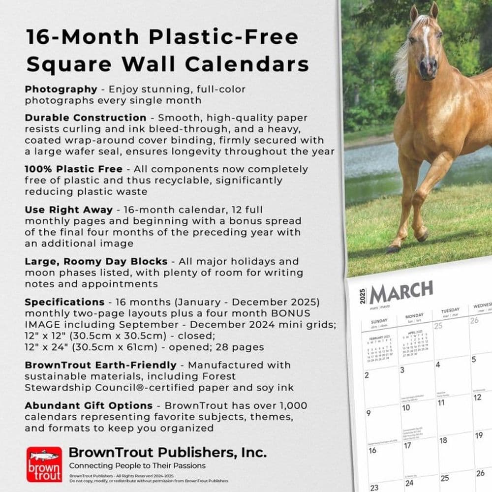 Horse Lovers 2025 Wall Calendar Fifth  Alternate Image