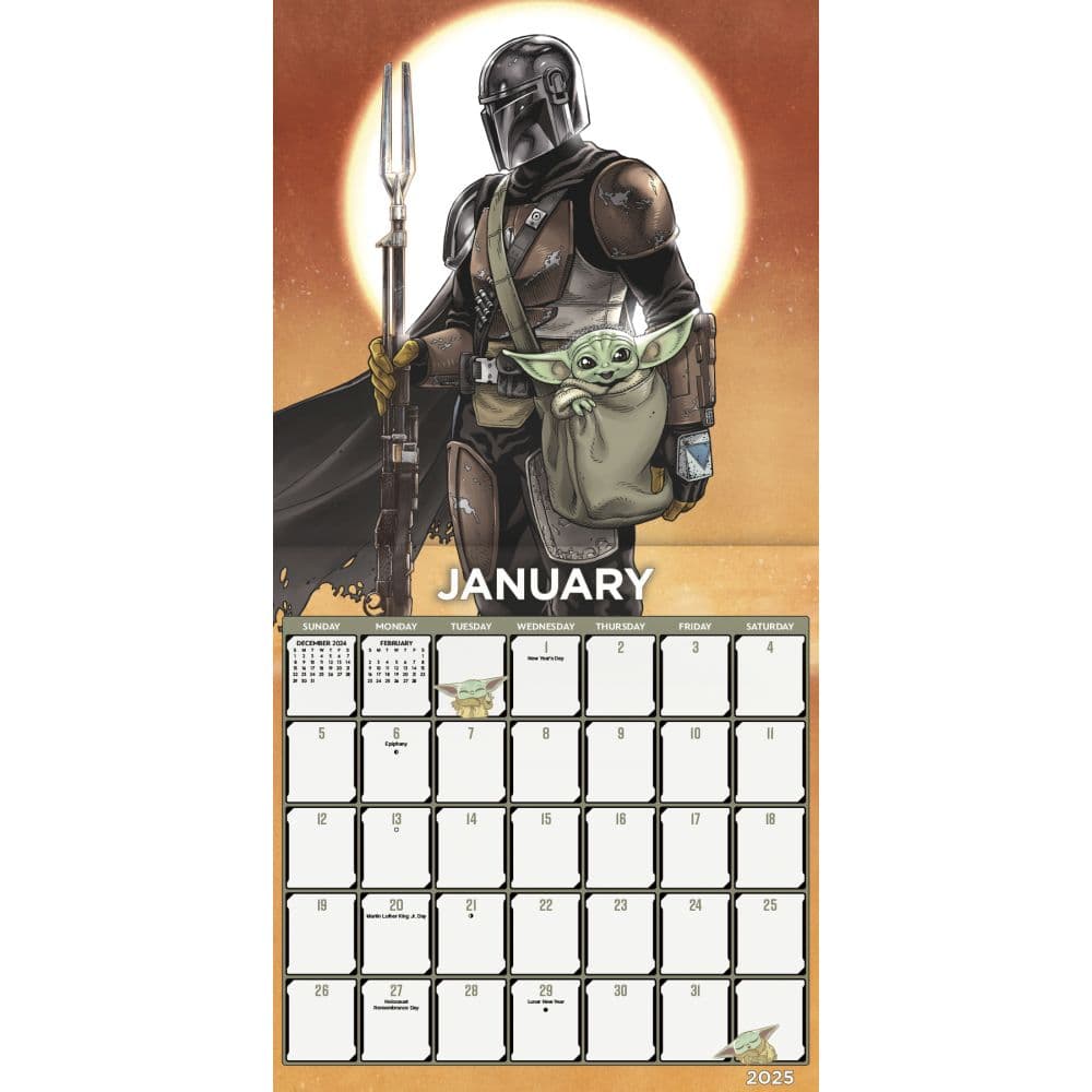 Mandalorian Star Wars 2025 Wall Calendar