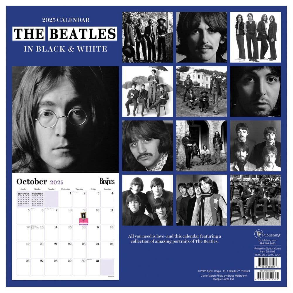 Beatles A Day in the Life 2025 Wall Calendar back cover