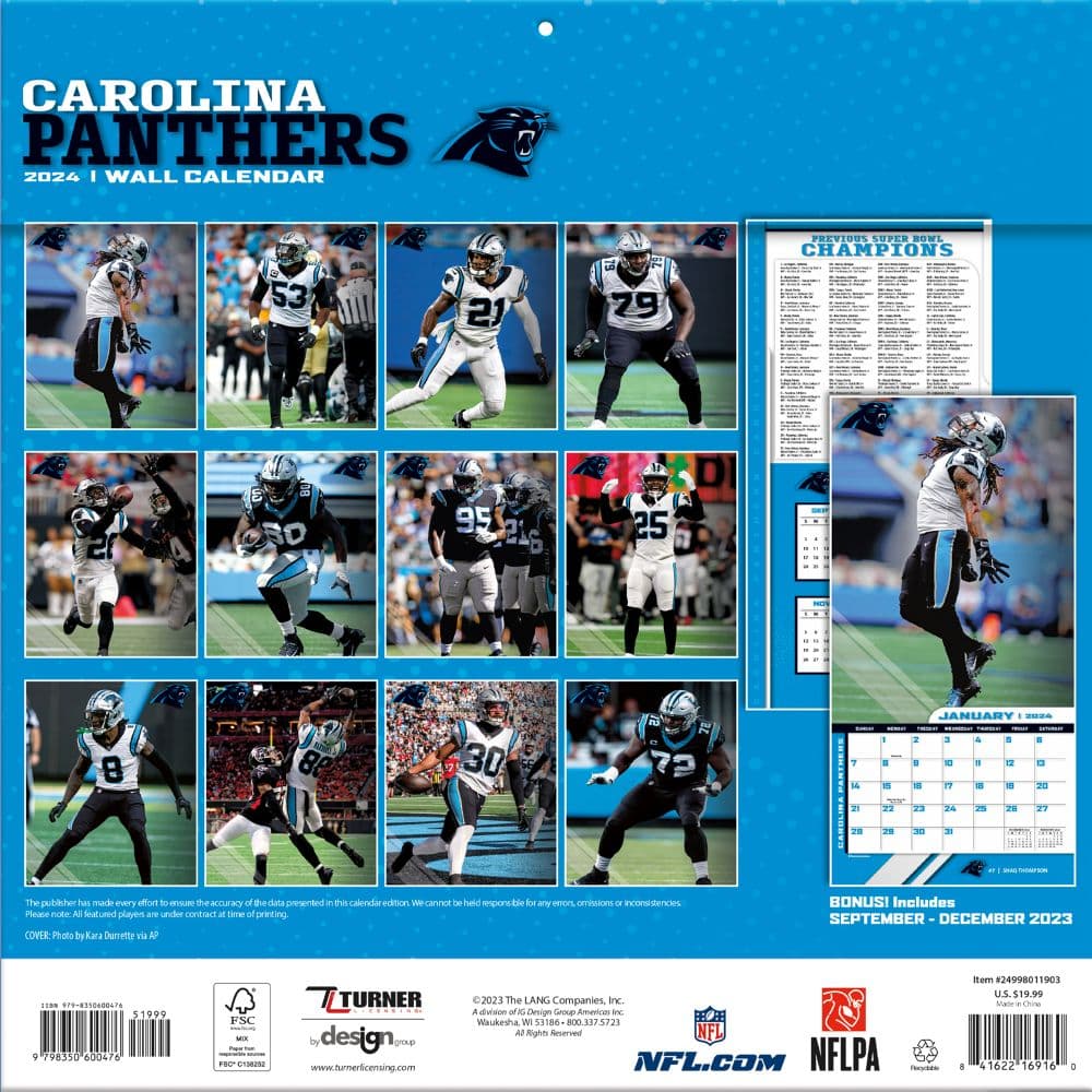 Carolina Panthers 2024 Wall Calendar