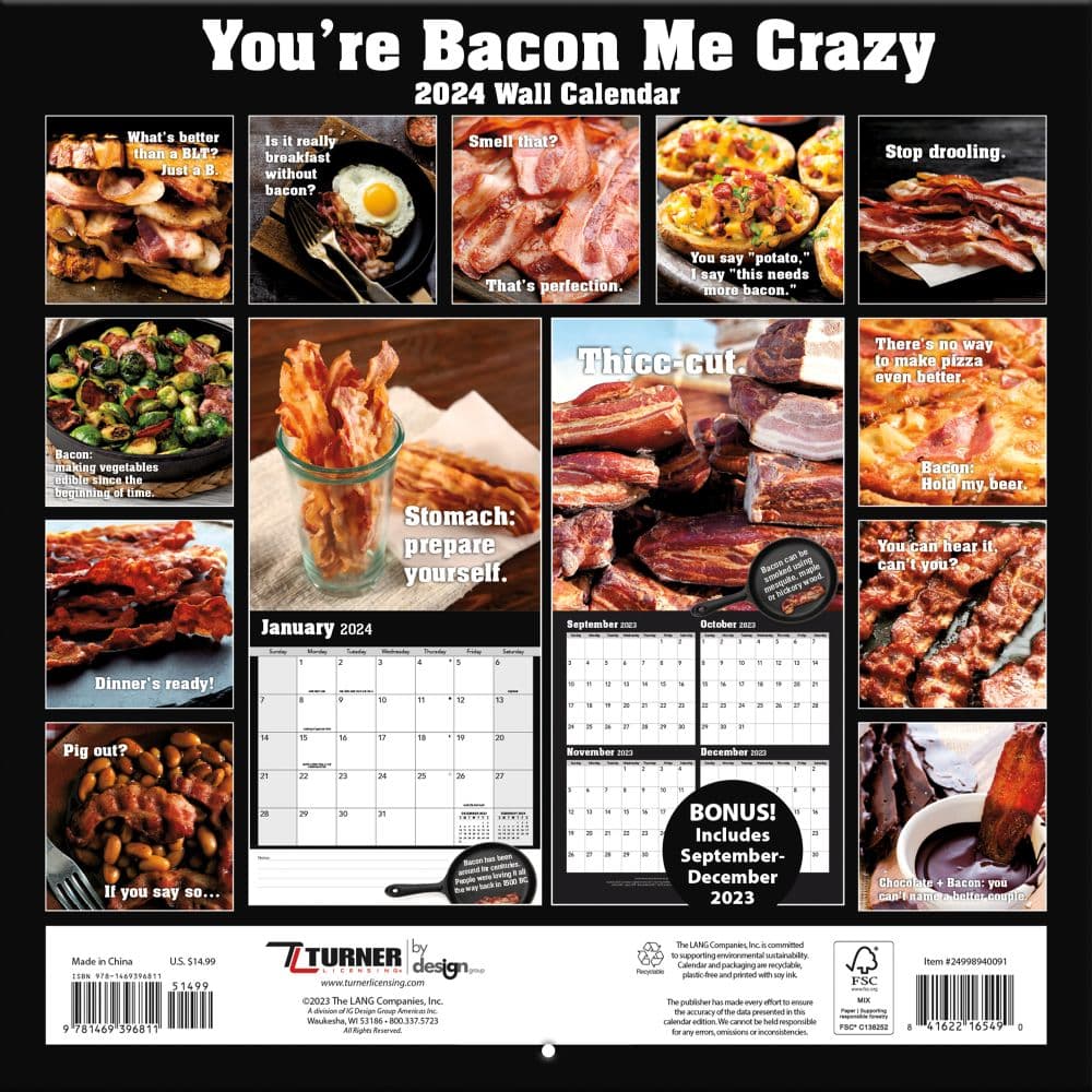 You’re Bacon Me Crazy 2024 Wall Calendar