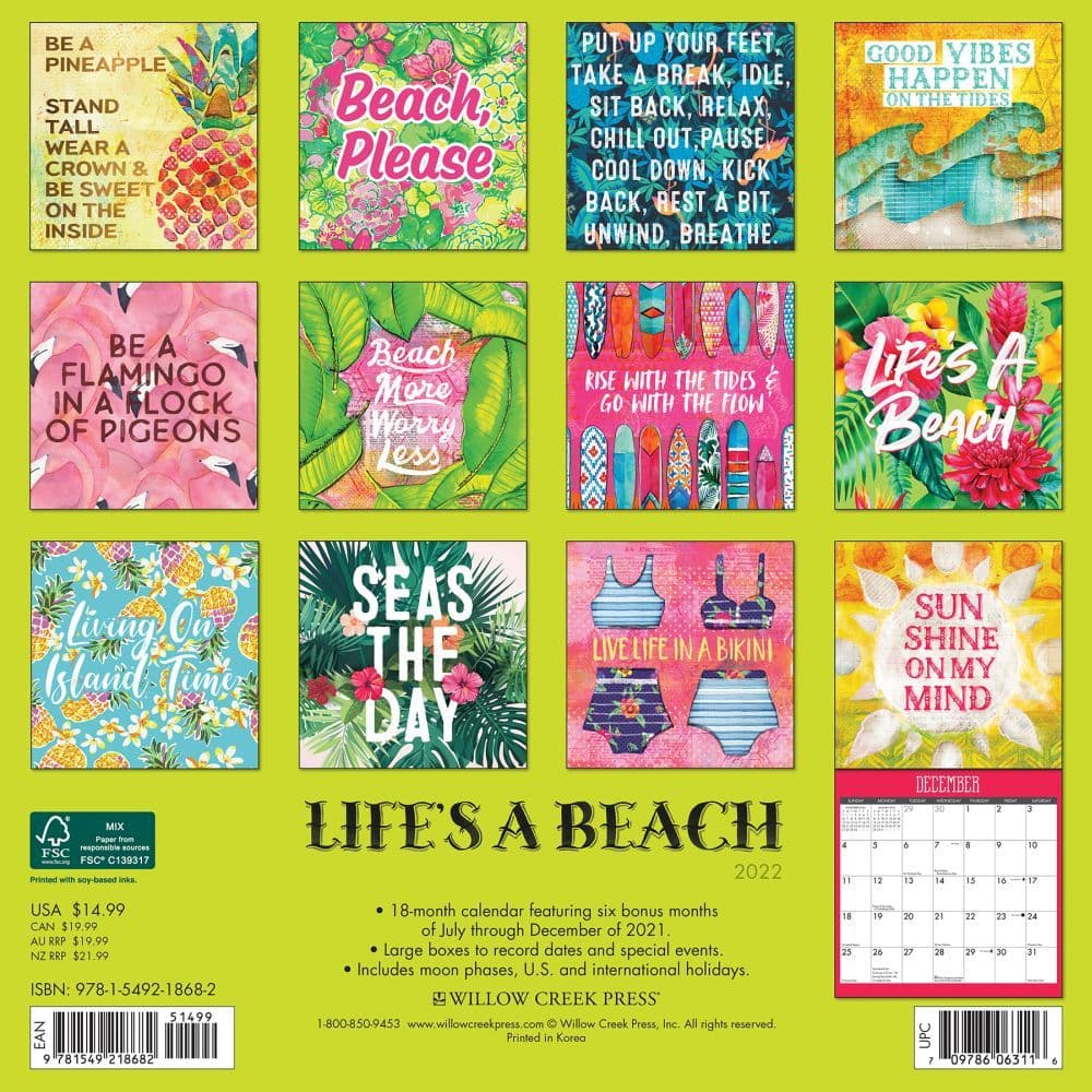 Lifes a Beach 2022 Wall Calendar - Calendars.com