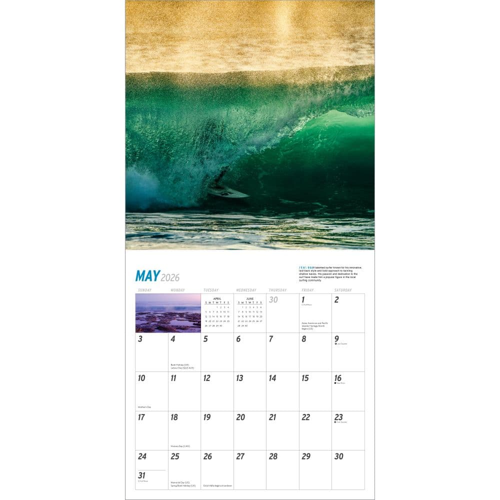 Big Wave Surfing 2026 Wall Calendar Second Alternate Image