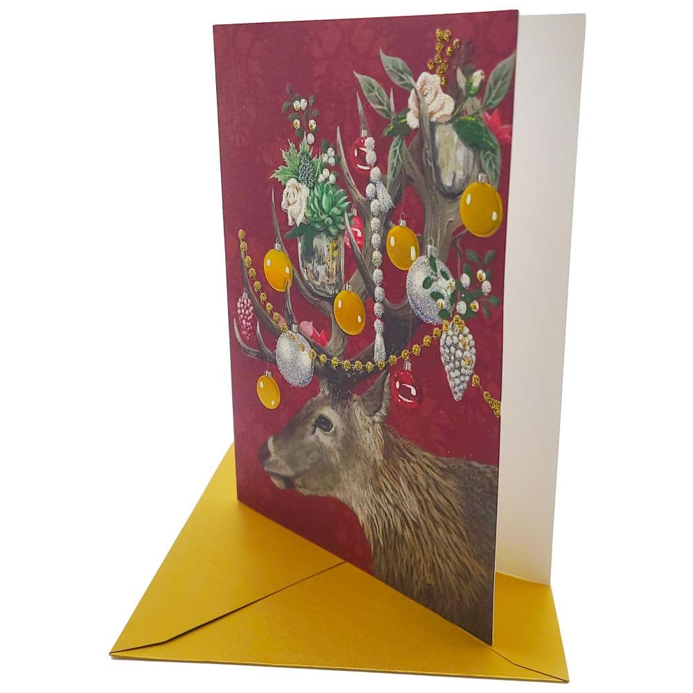 Elegant Reindeer with Baubles Christmas Card Alt6