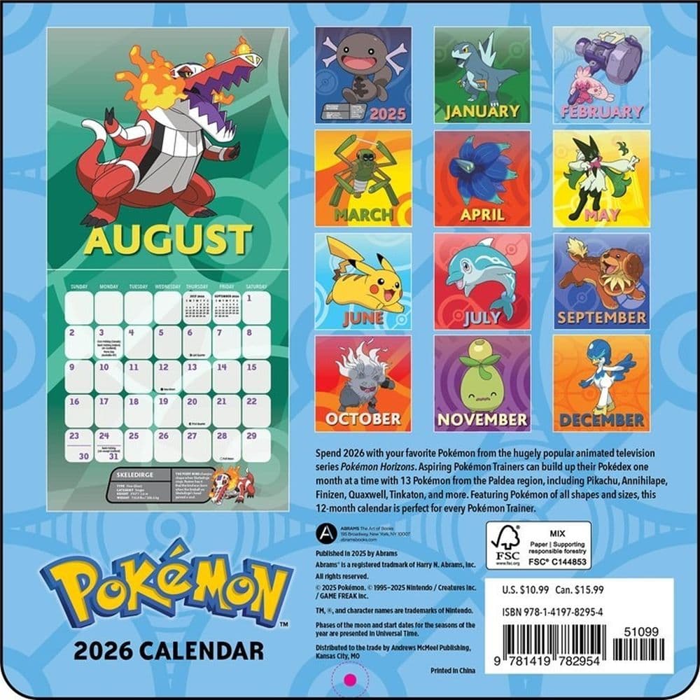 Pokemon 2026 Mini Wall Calendar First Alternate Image