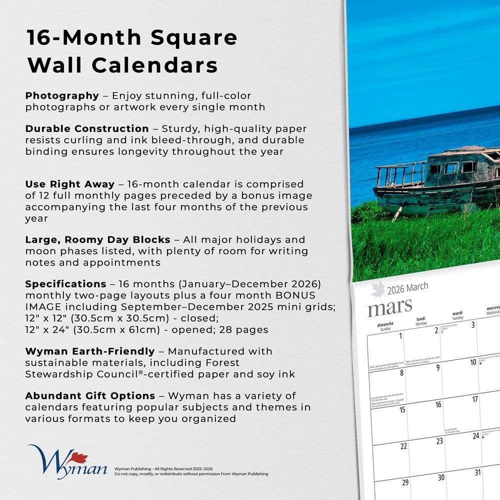 Quebec 2026 Wall Calendar Fifth Alternate Image