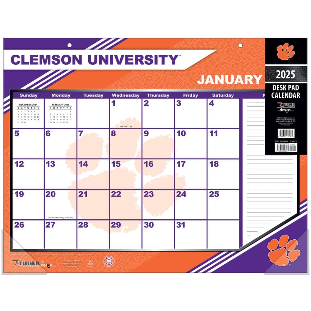 COL Clemson Tigers 2025 Desk Pad