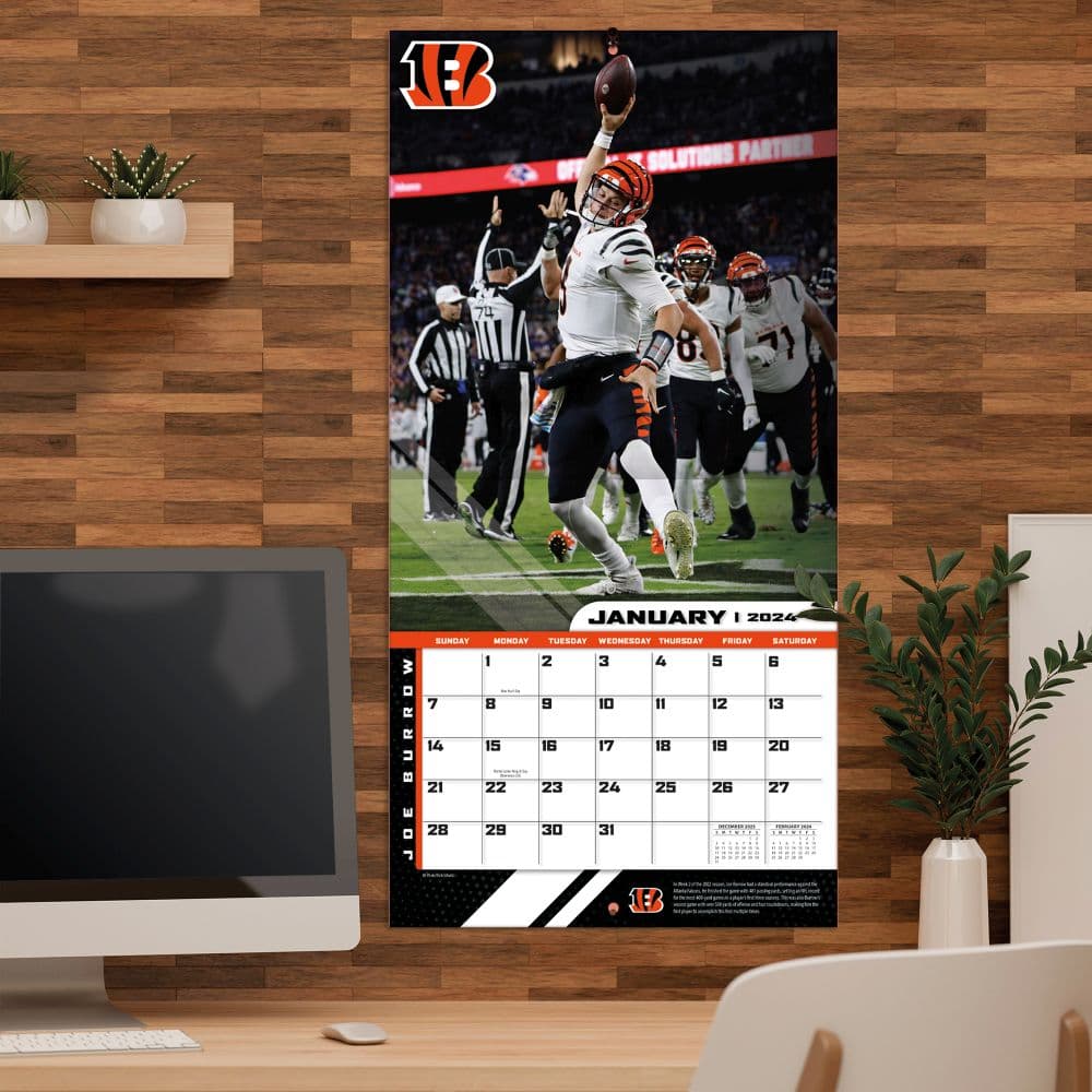 Cincinnati Bengals Joe Burrow 2024 Wall Calendar