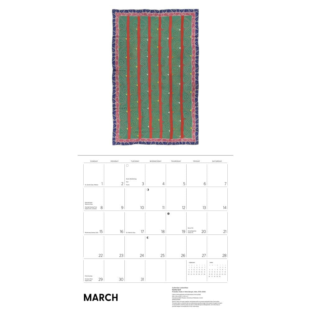 Antique Quilts 2026 Wall Calendar Fifth Alternate Image