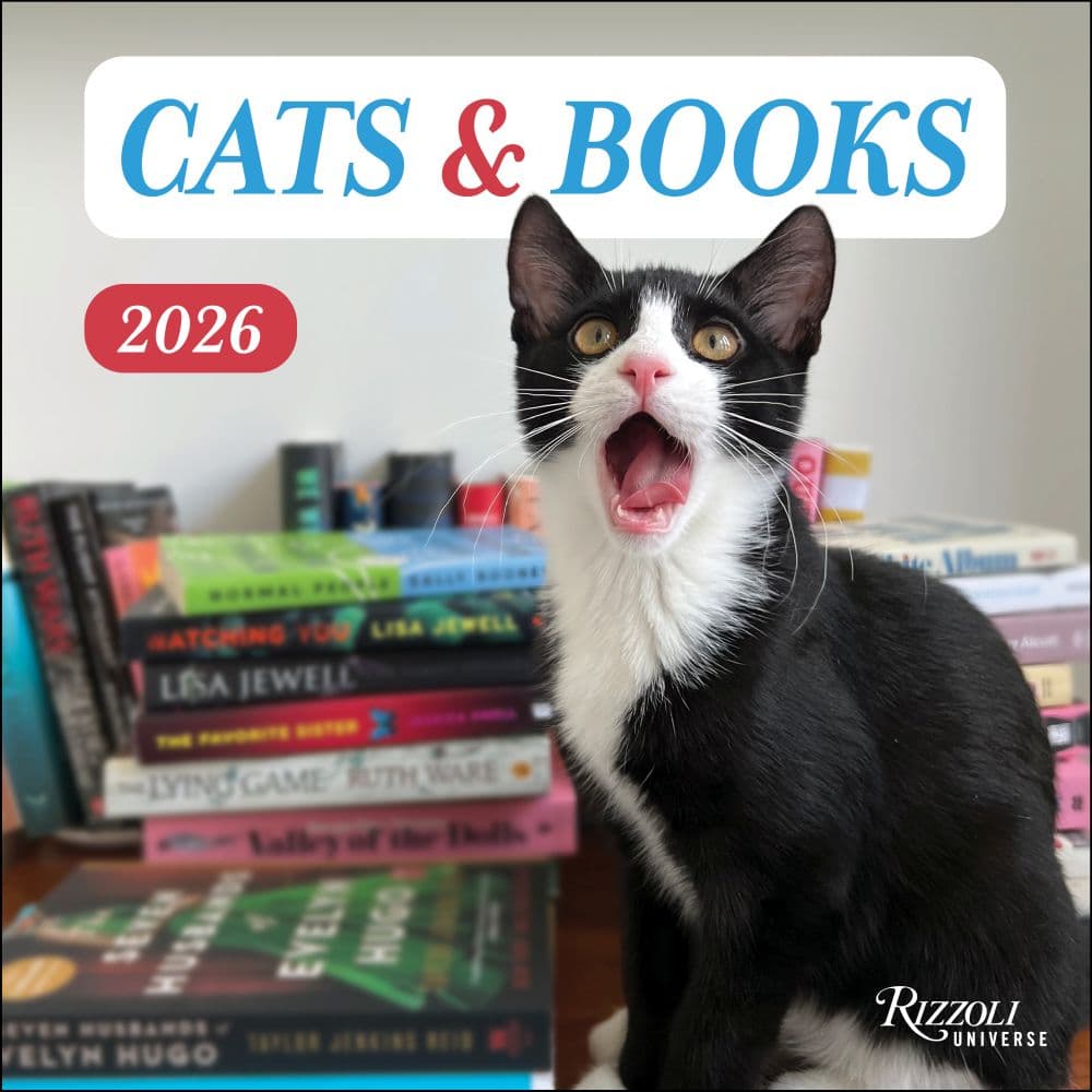 Cats and Books 2026 Wall Calendar Main Image