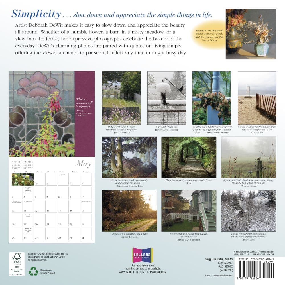 Simplicity 2025 Wall Calendar by Deborah Dewit by Deborah Mori First Alternate Image width=&quot;1000&quot; height=&quot;1000&quot;