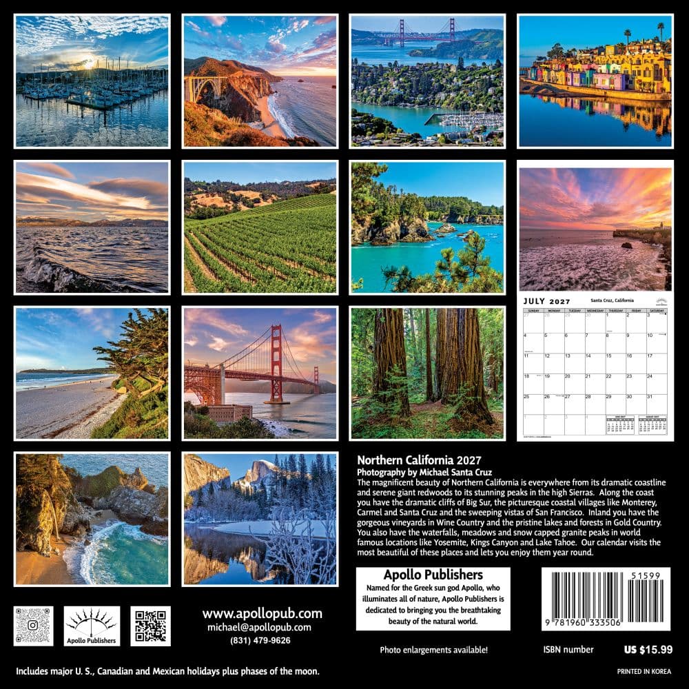 Northern California 2027 Wall Calendar First Alternate Image