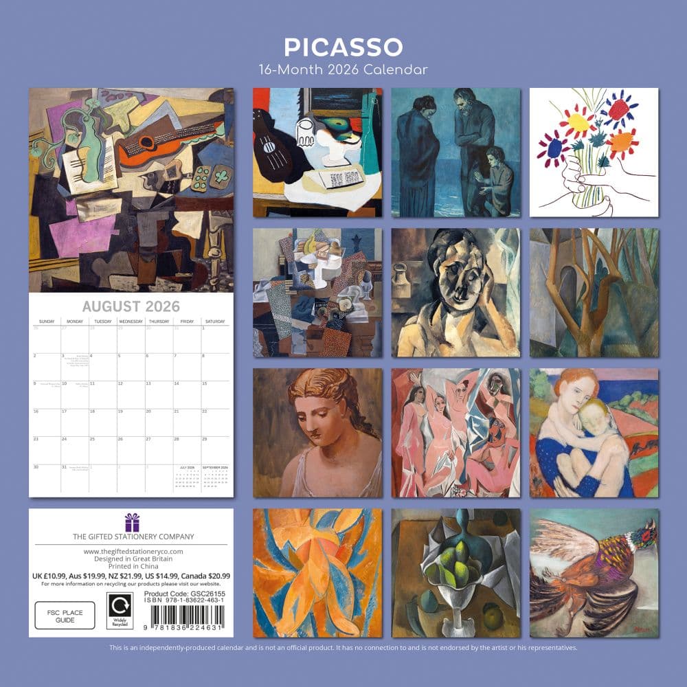 Pablo Picasso 2026 Wall Calendar First Alternate Image
