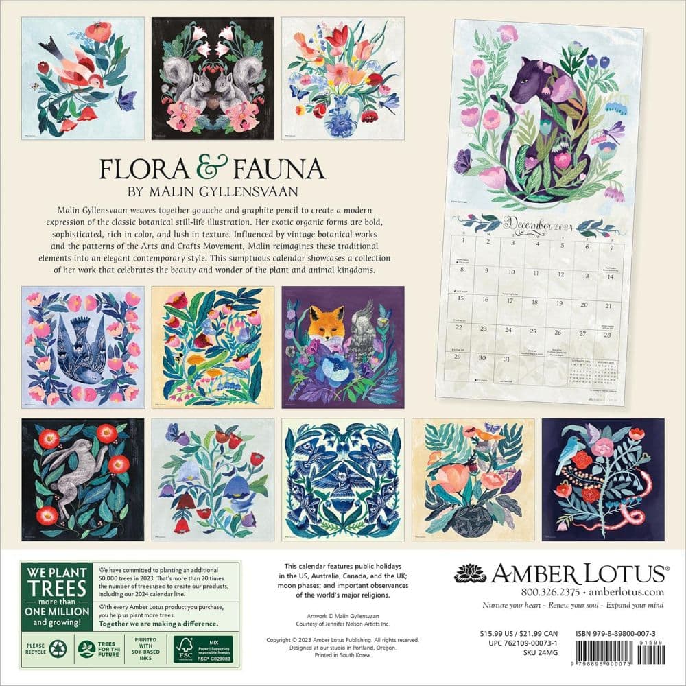Flora and Fauna 2024 Wall Calendar Alt1