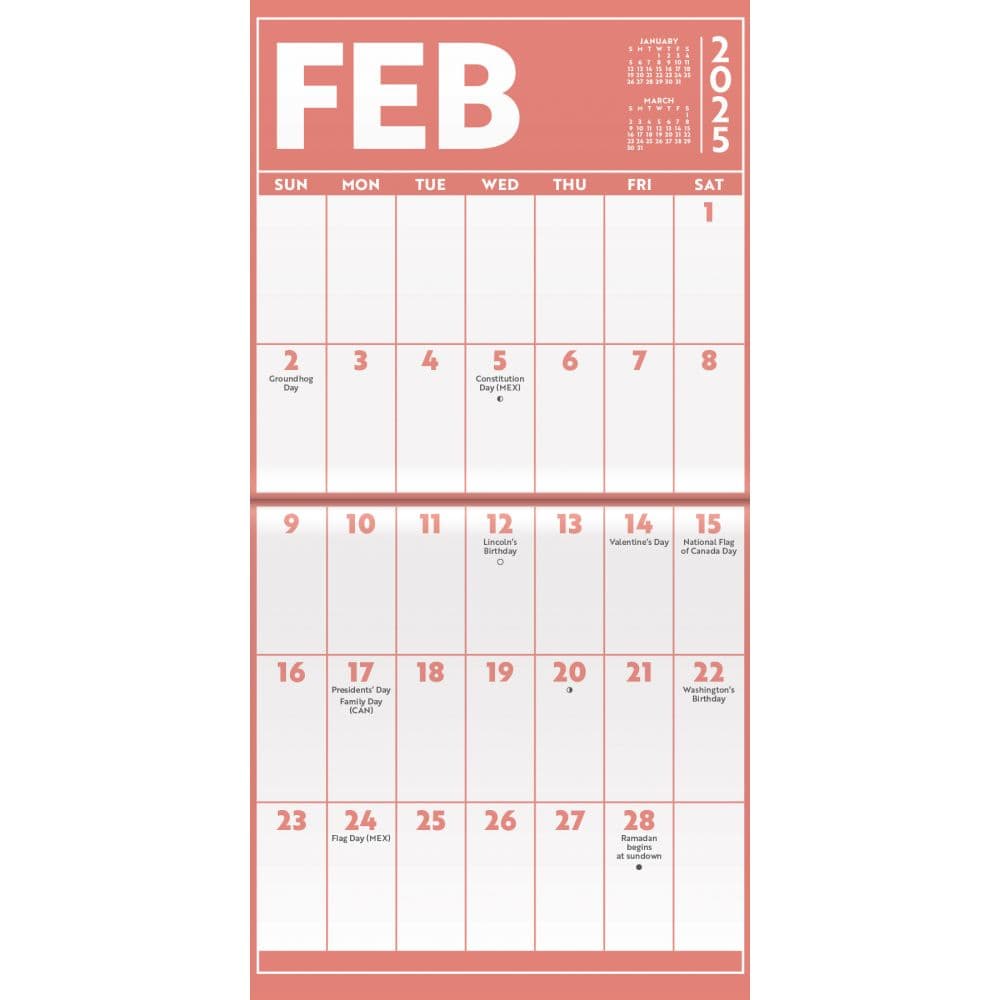 Large Print 2025 Mini Wall Calendar Alt3