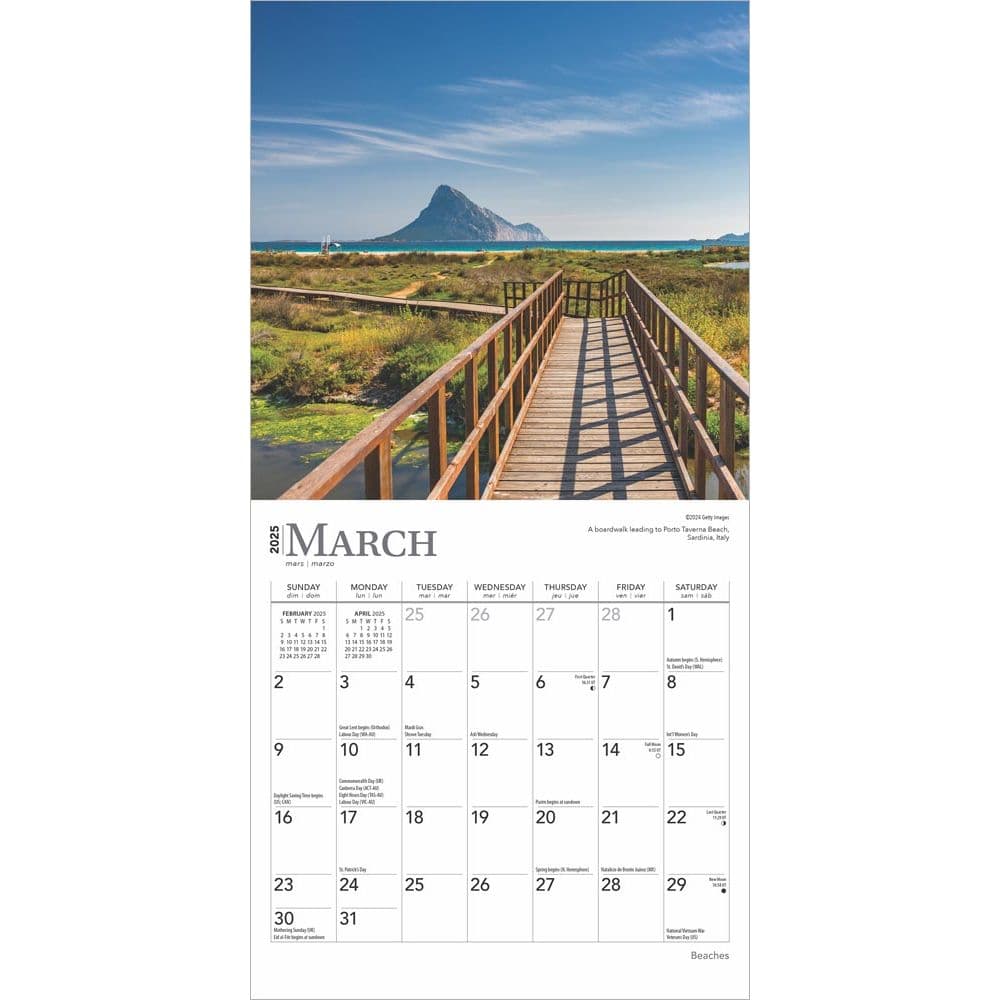 Beaches 2025 Mini Wall Calendar