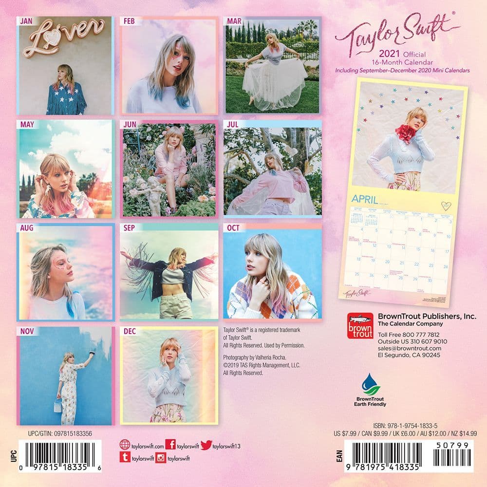 Taylor Swift Mini Wall Calendar