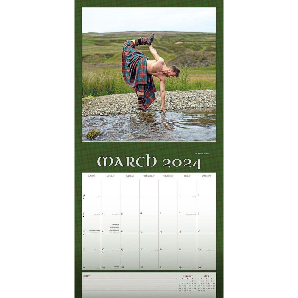 Kilted Yoga 2024 Wall Calendar