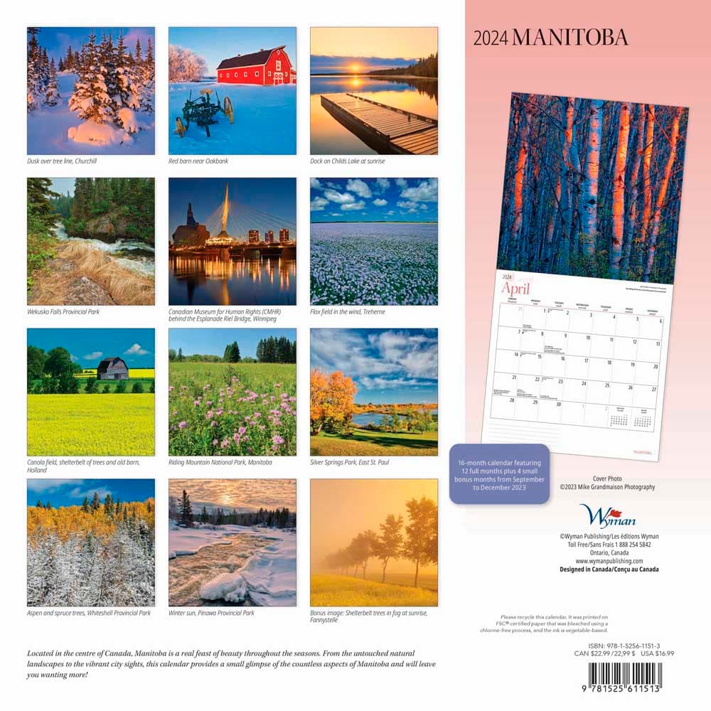 Manitoba 2024 Wall Calendar