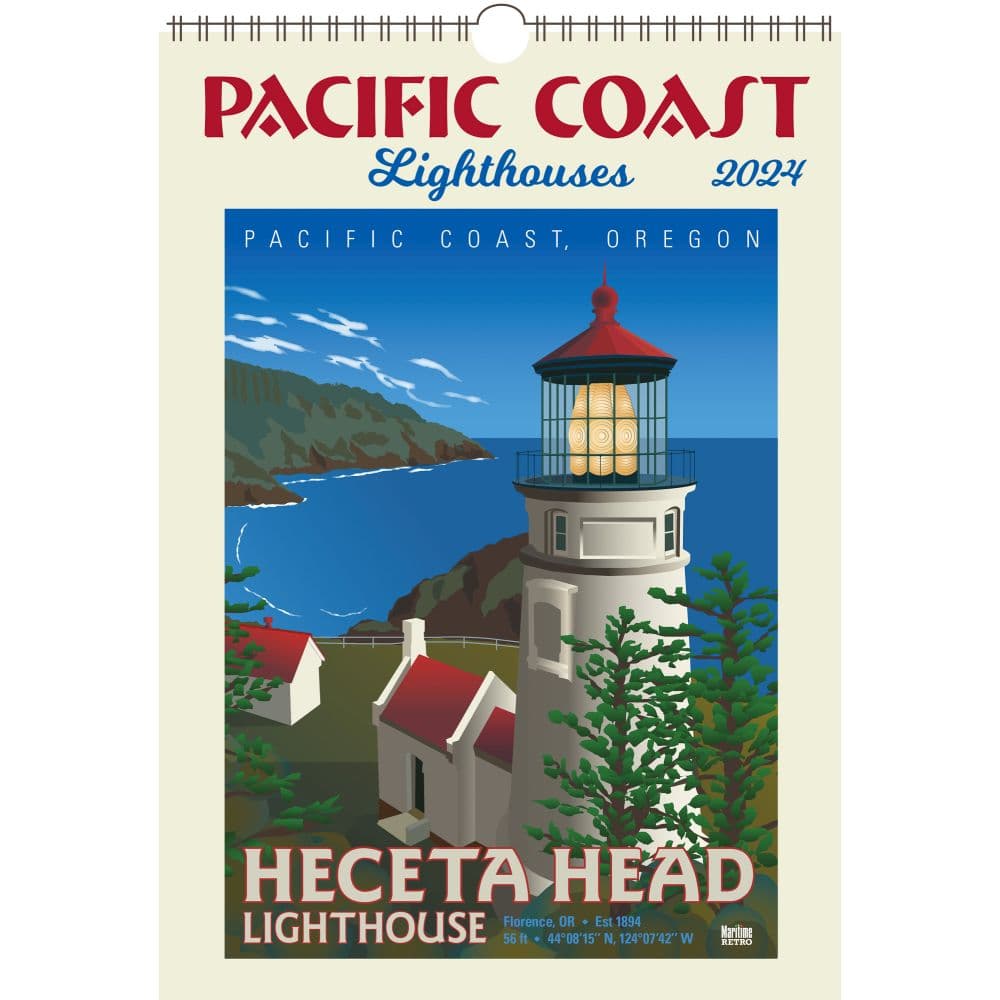 Pacific NW Lighthouses Poster 2024 Wall Calendar Main Product Image width=&quot;1000&quot; height=&quot;1000&quot;