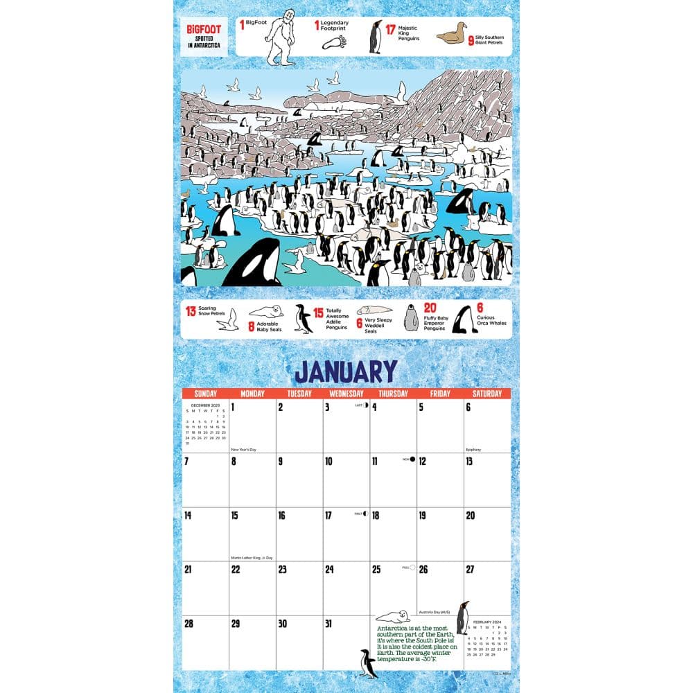 Bigfoot Seek And Find 2024 Wall Calendar