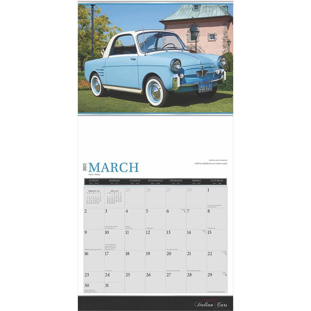 Classic Italian Cars Motor Club 2025 Wall Calendar Second Alternate Image