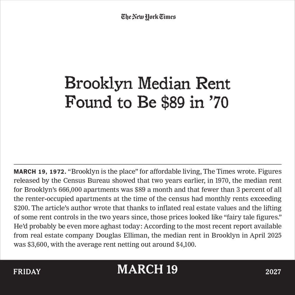 New York Times Headlines in History 2027 Page-A-Day Desk Calendar Second Alternate Image