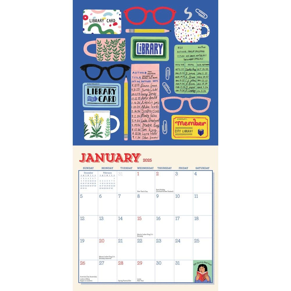 Book Nerd 2025 Mini Wall Calendar