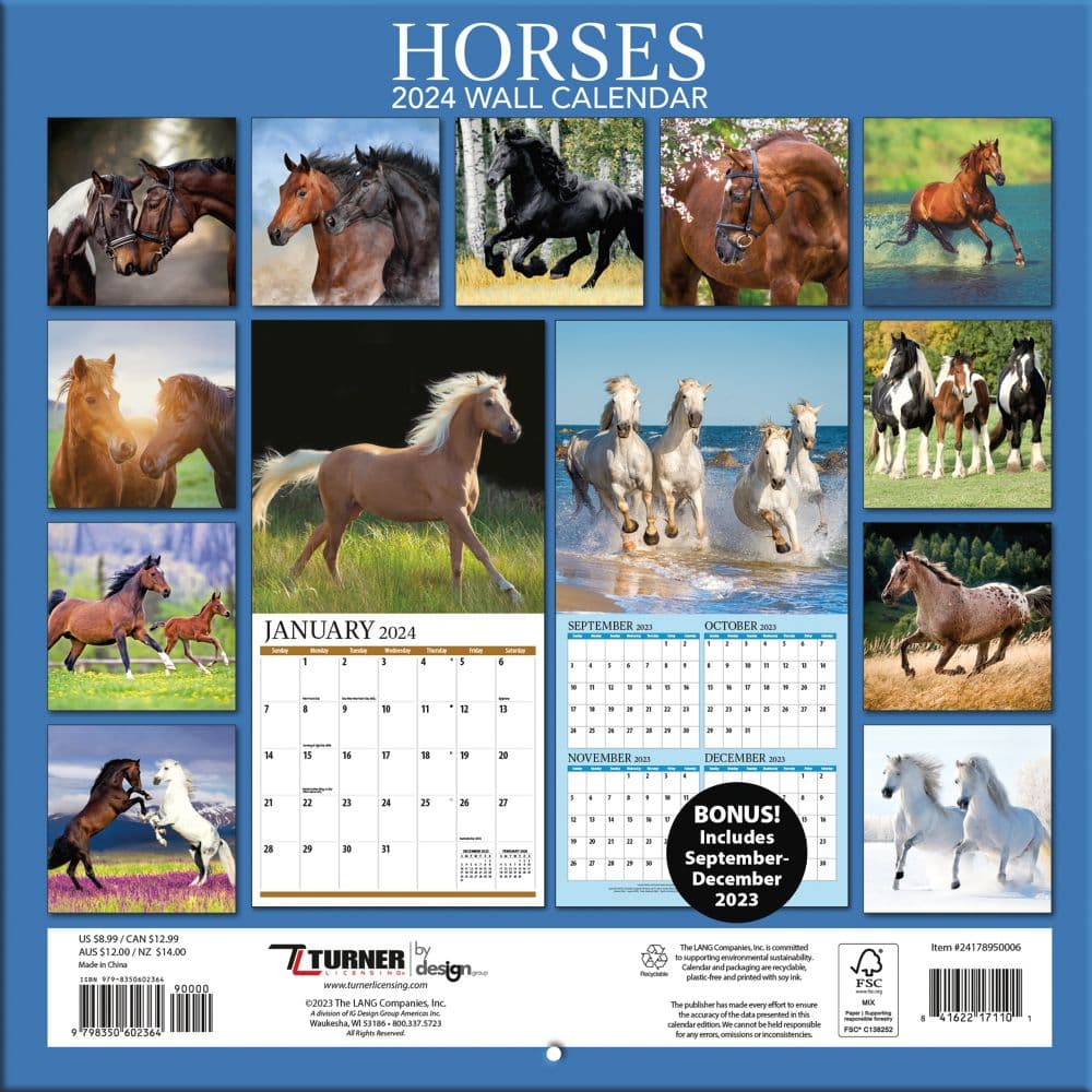 Horses 2024 Mini Wall Calendar