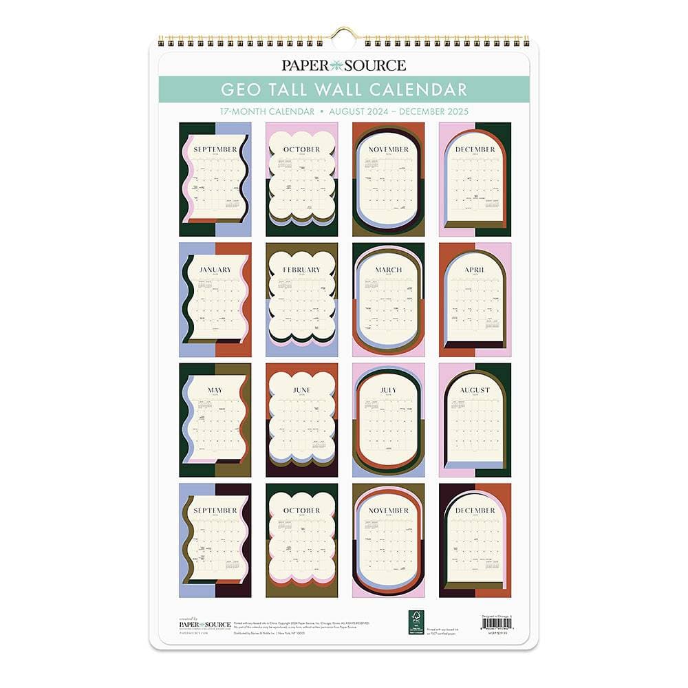 Modern Tall 2025 Wall Calendar back