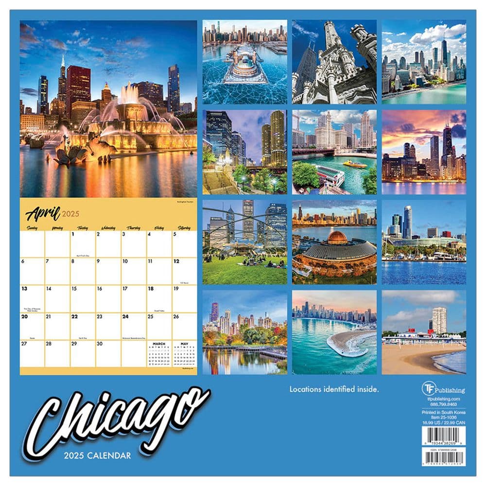 Chicago 2025 Wall Calendar back cover