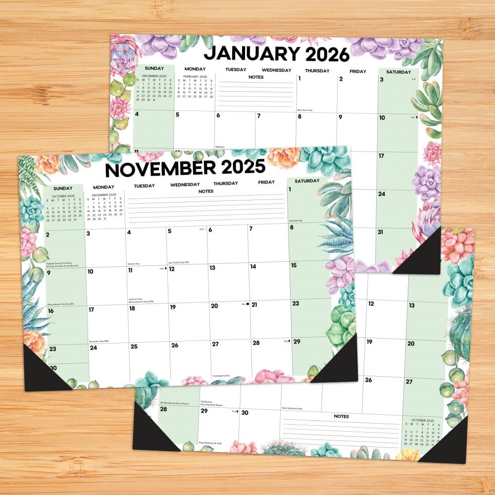Succelents Academic 2026 Monthly Small Desk Pad Main Image_ALT1