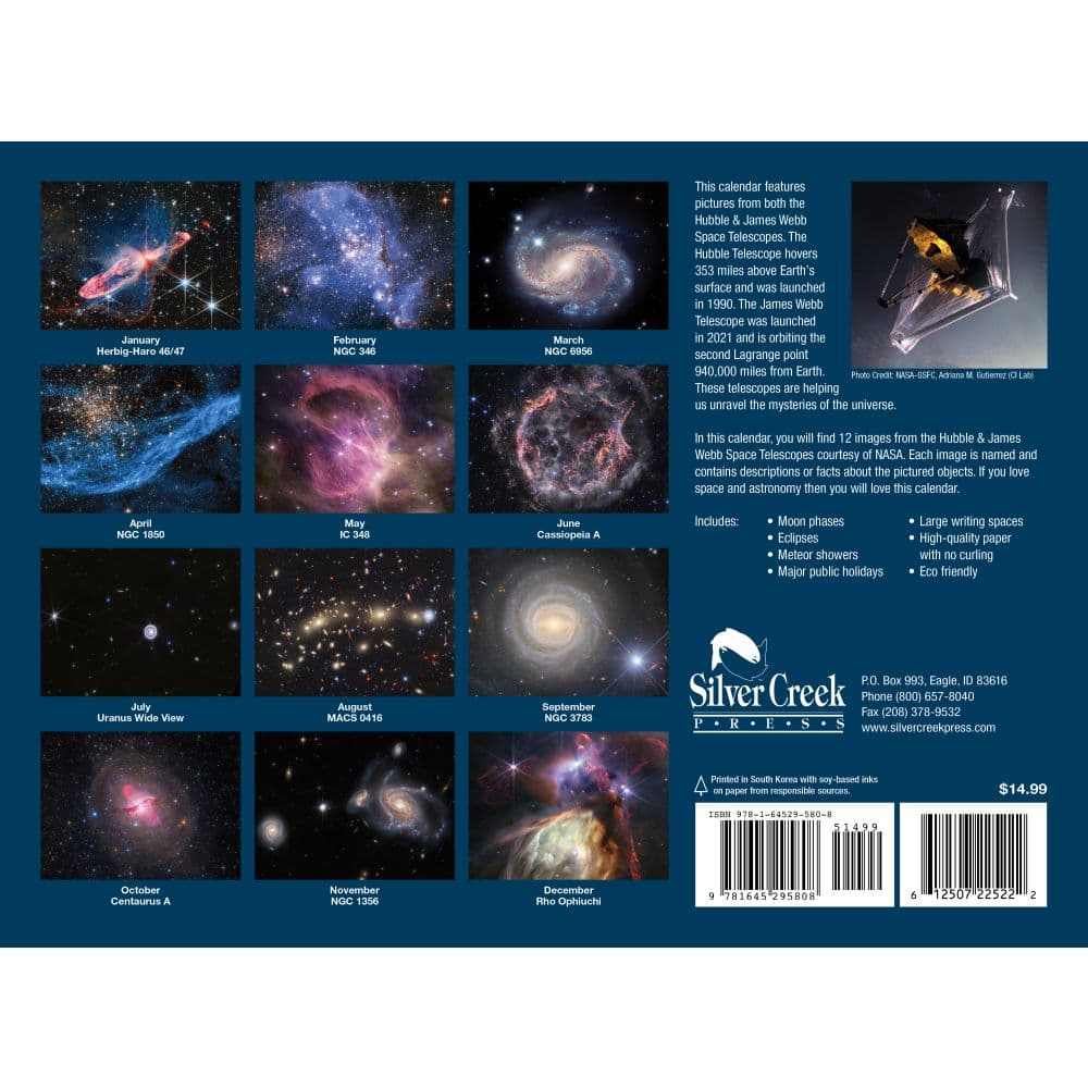 Hubble Webb Space 2025 Wall Calendar Alt1