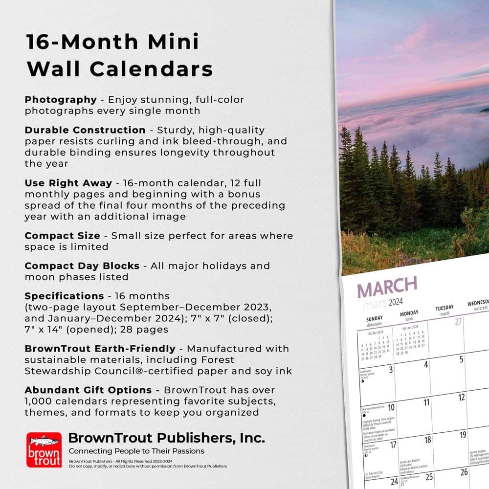 Canada Wyman 2024 Mini Wall Calendar features