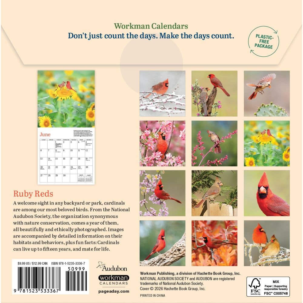 Audubon Cardinals 2027 Mini Wall Calendar First Alternate Image