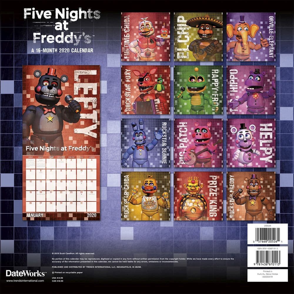 Five Nights at Freddys Wall Calendar - Calendars.com