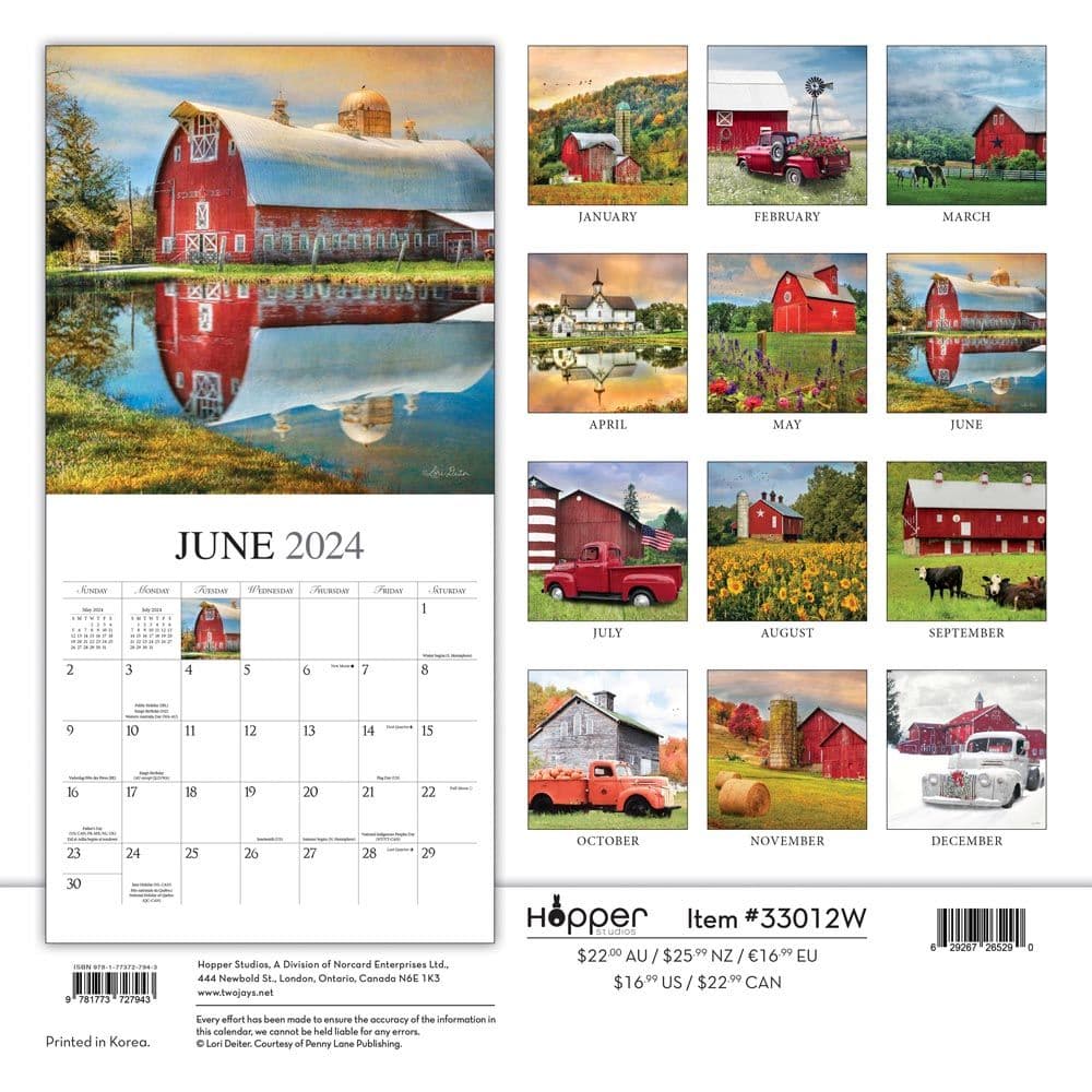 Beckoning Barns 2024 Wall Calendar Alternate Image 1