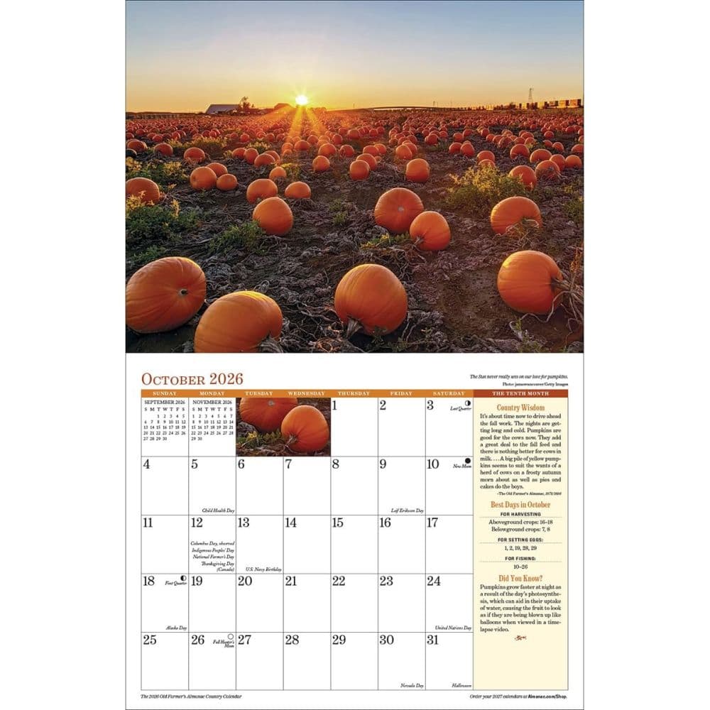 Old Farmers Almanac Country 2026 Wall Calendar Fourth Alternate Image