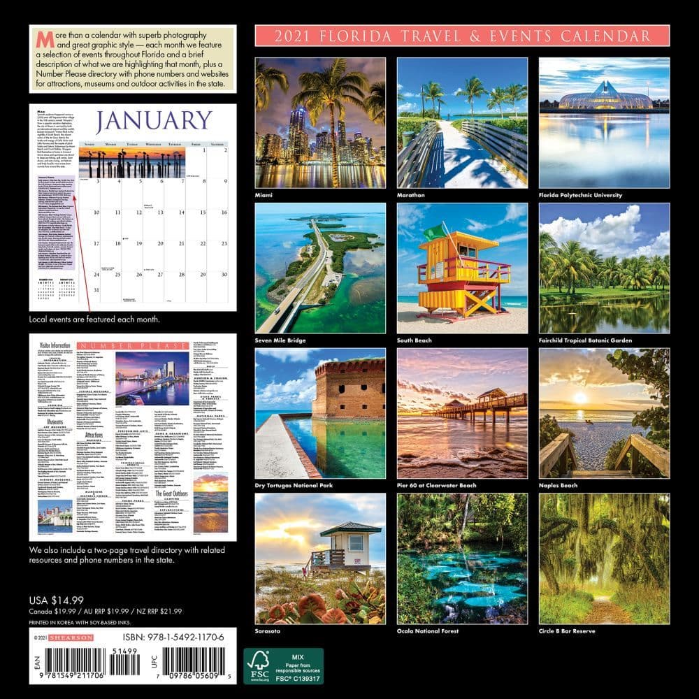 Florida Travel & Events Wall Calendar