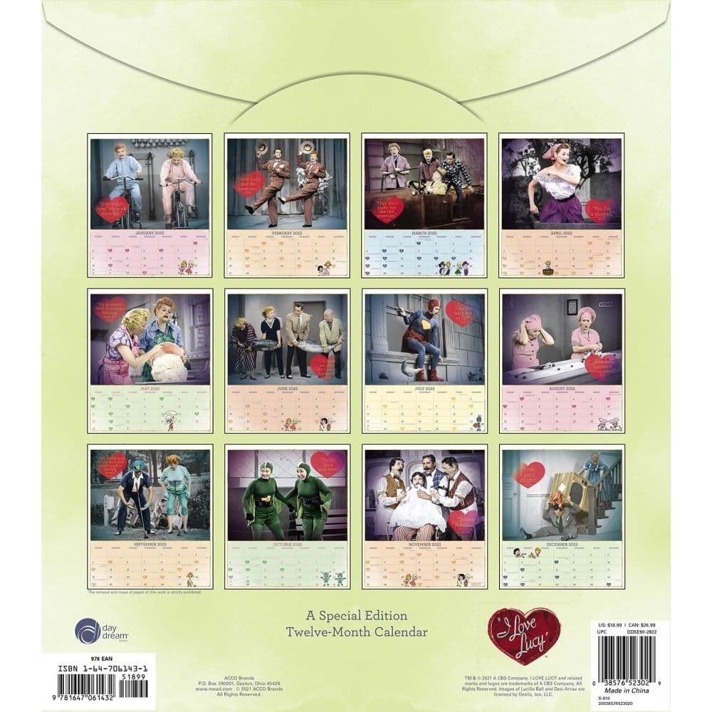 I Love Lucy Special Edition 2022 Poster Wall Calendar - Calendars.com