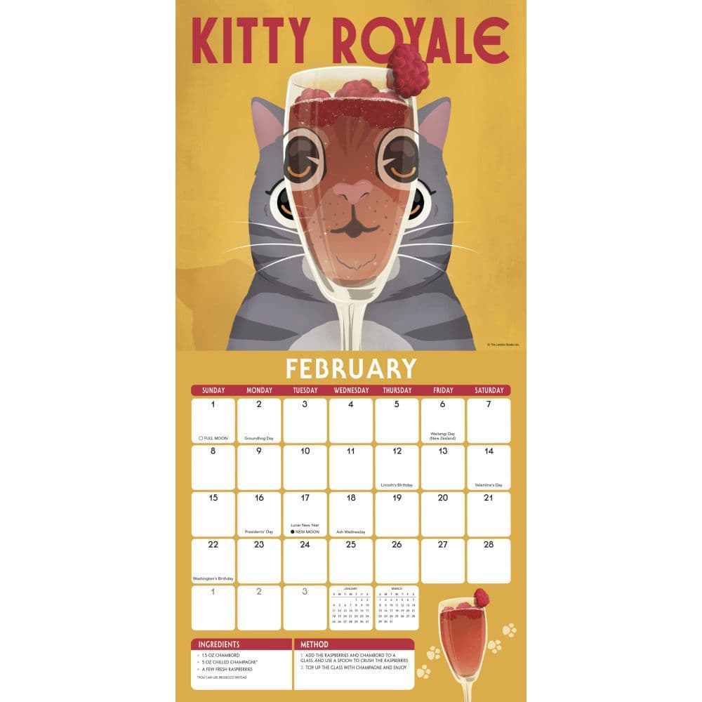 Kitty Cocktails 2026 Wall Calendar Second Alternate Image