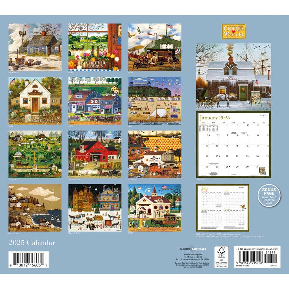 Wysocki Americana Deluxe 2025 Wall Calendar Alt1