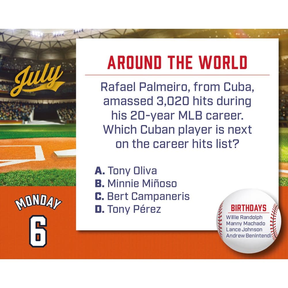 Baseball Trivia 2026 Desk Calendar Fourth Alternate Image