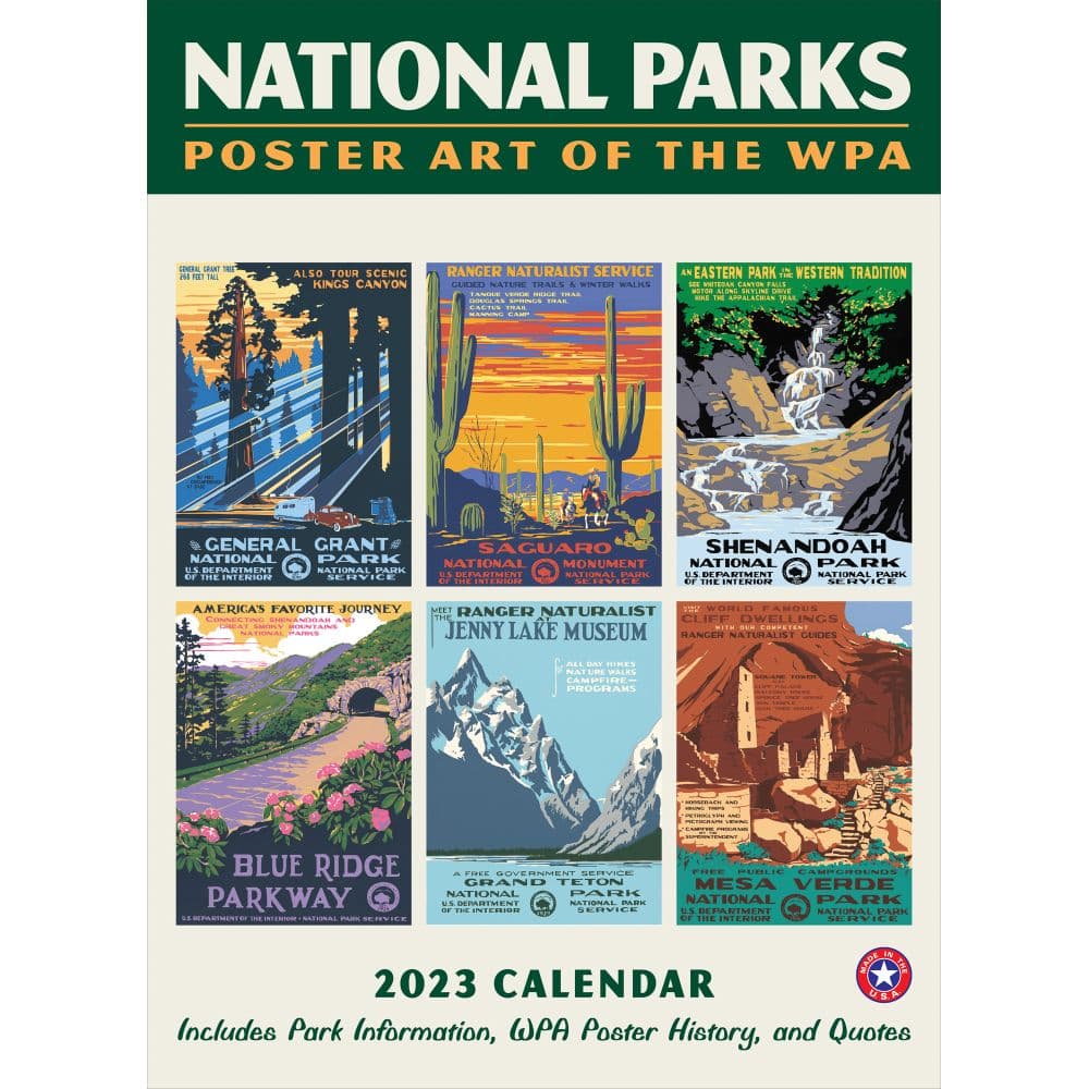 National Parks WPA Grid 2023 Wall Calendar Calendars For All
