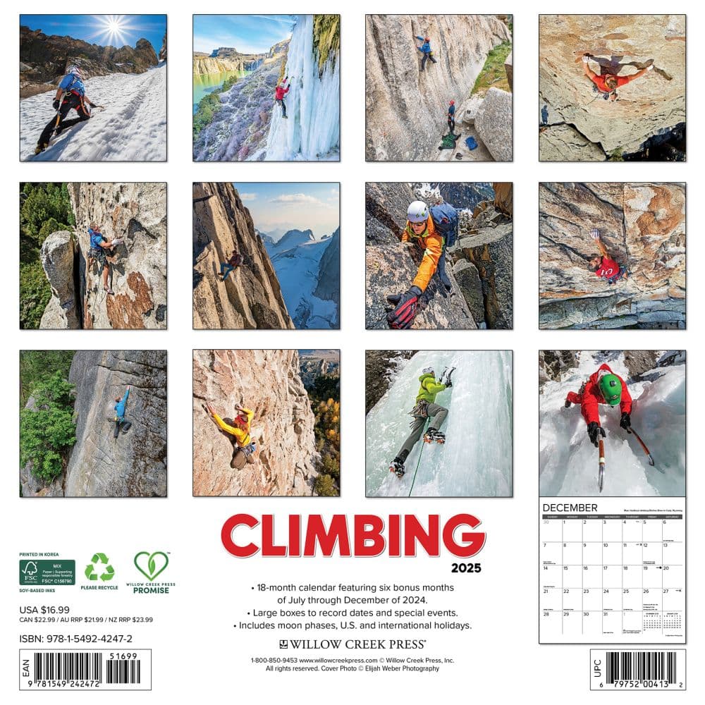 Rock Climbing 2025 Wall Calendar First Alternate Image width="1000" height="1000"