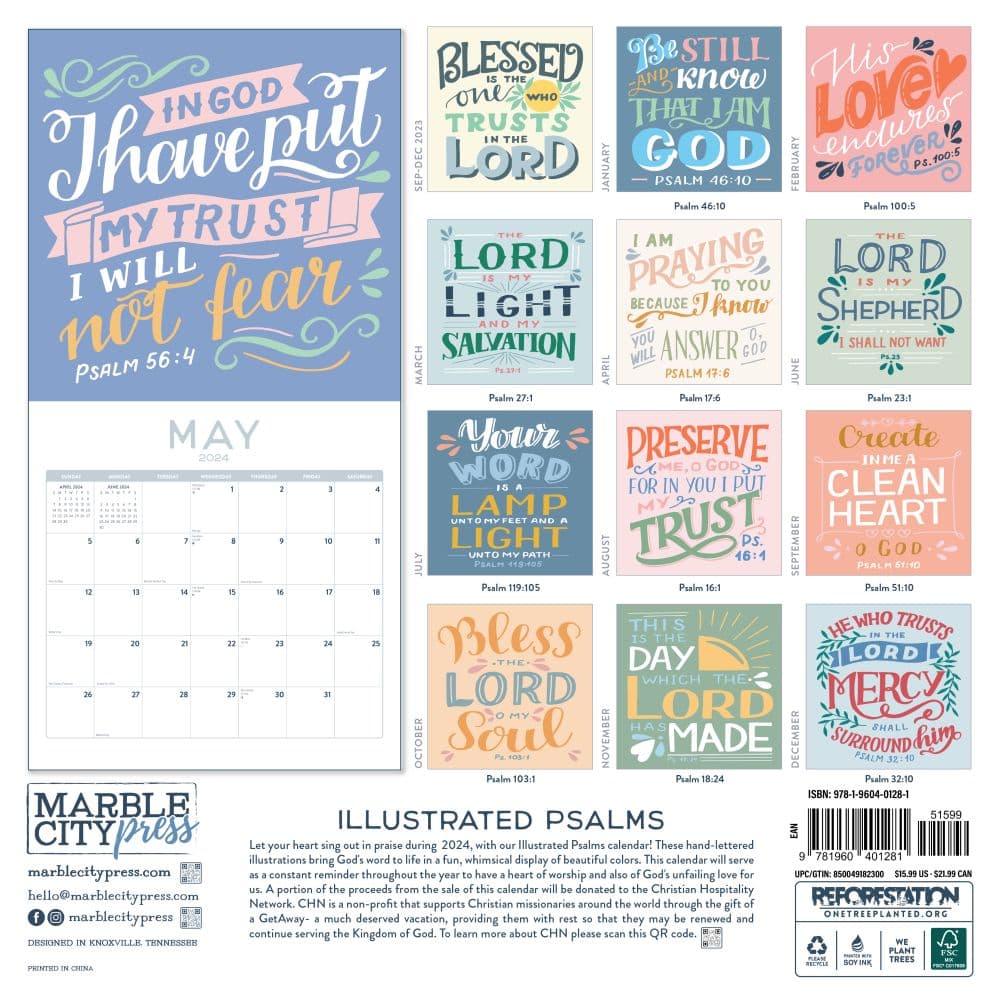 Illustrated Psalms 2024 Wall Calendar