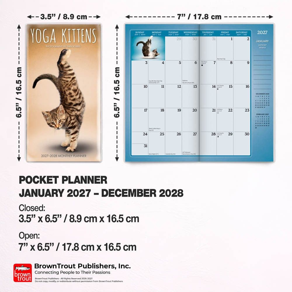 Yoga Kittens 2027 2 Year Pocket Planner Sixth Alternate Image