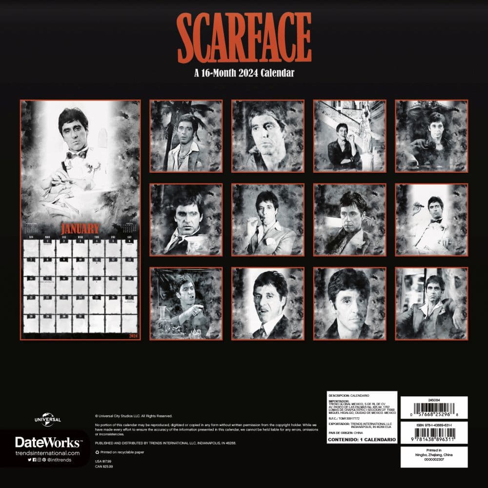 Scarface 2024 Wall Calendar Alt1