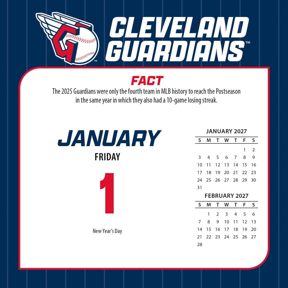 MLB Cleveland Guardians 2027 Desk Calendar Second Alternate Image