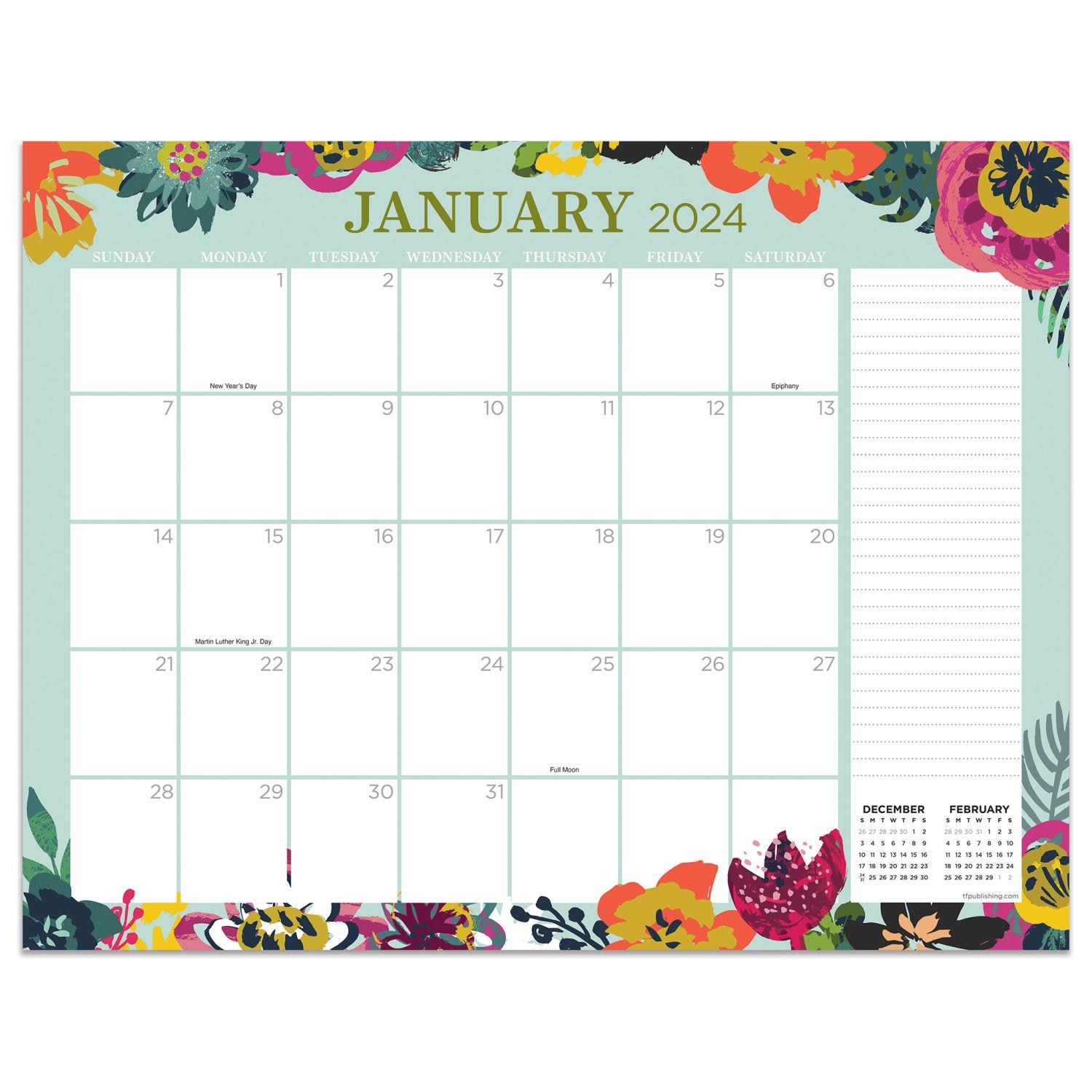 Floral Stripe 2024 Desk Pad - Calendars.com